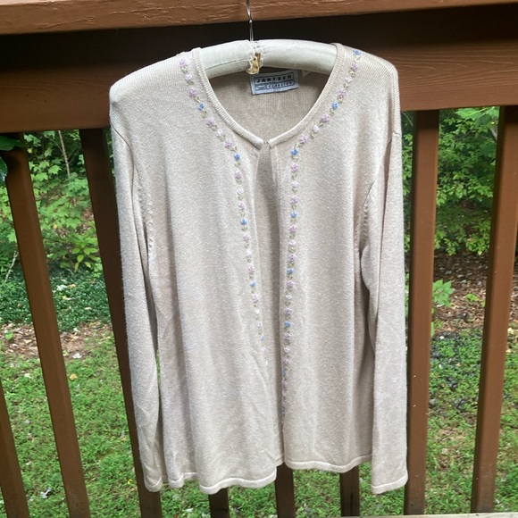 Jantzen embroidered tan cardigan - Picture 1 of 7